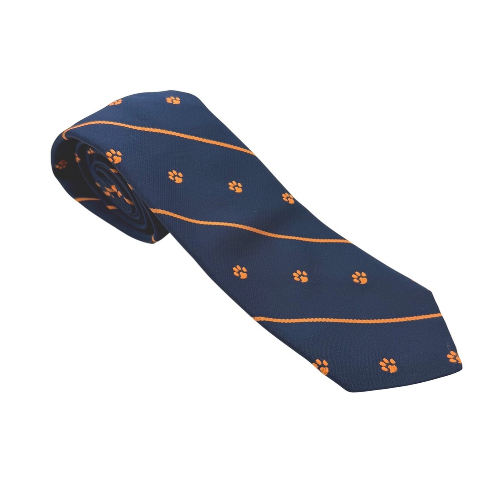 Michael Reed Auburn Tigers Clemson Necktie Navy Blue Orange Paw Print Mens